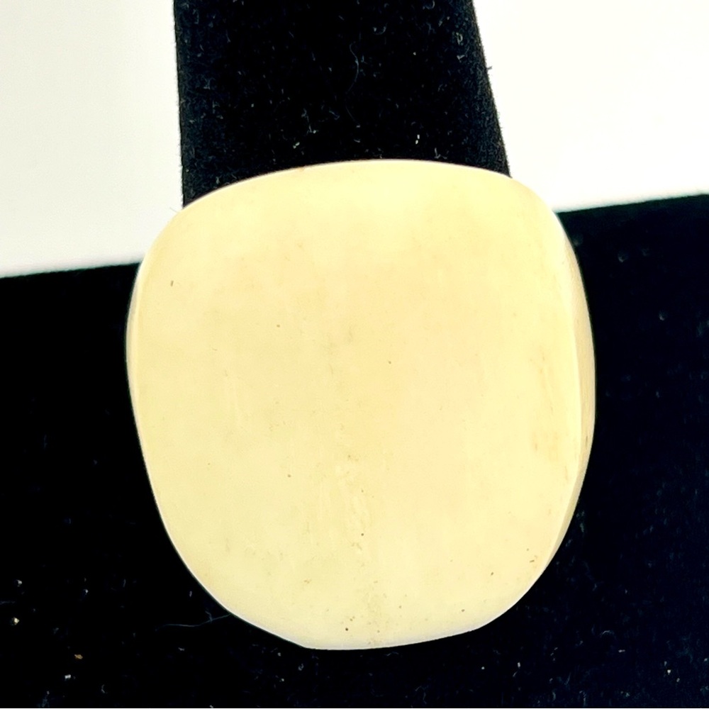 Size 11 Retro Ring Made of Carved Bone From the 1920s